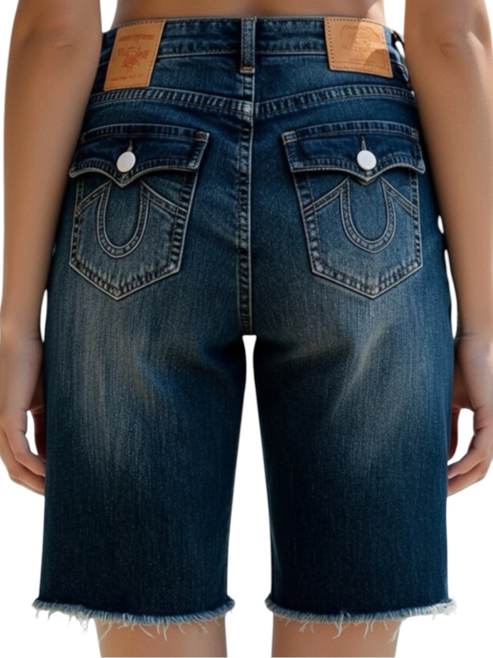 NEW True Religion Dark Blue Denim Bermuda Shorts